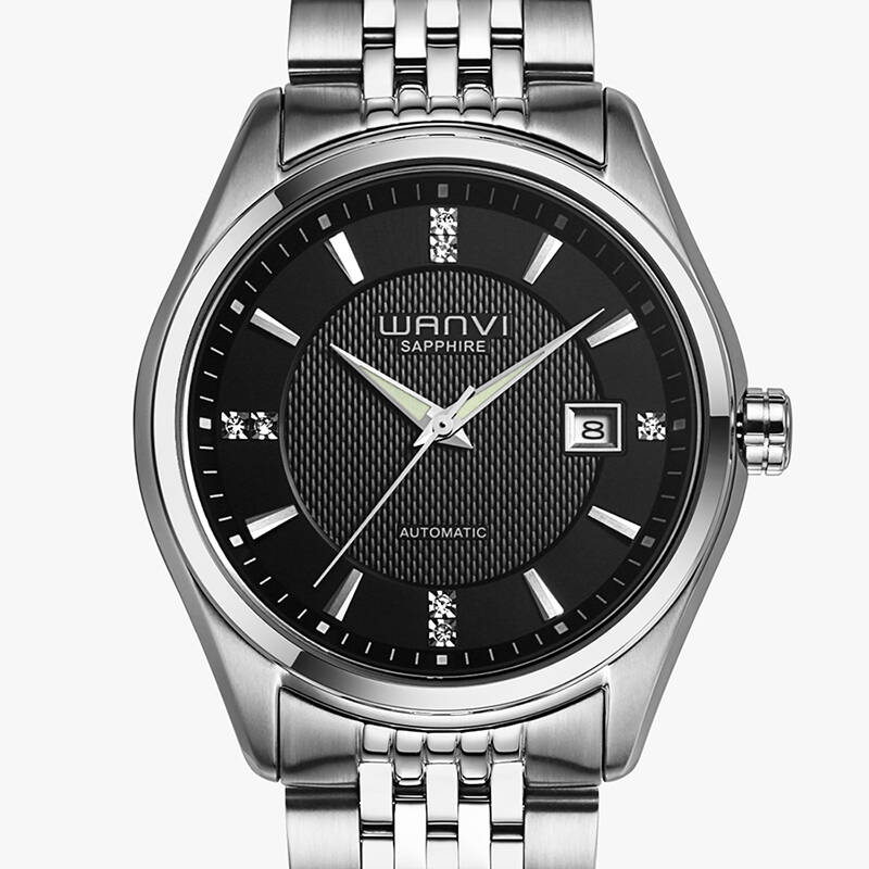 万维(wanvi)手表 男士手表全自动防水高端机械表 精钢黑面5802
