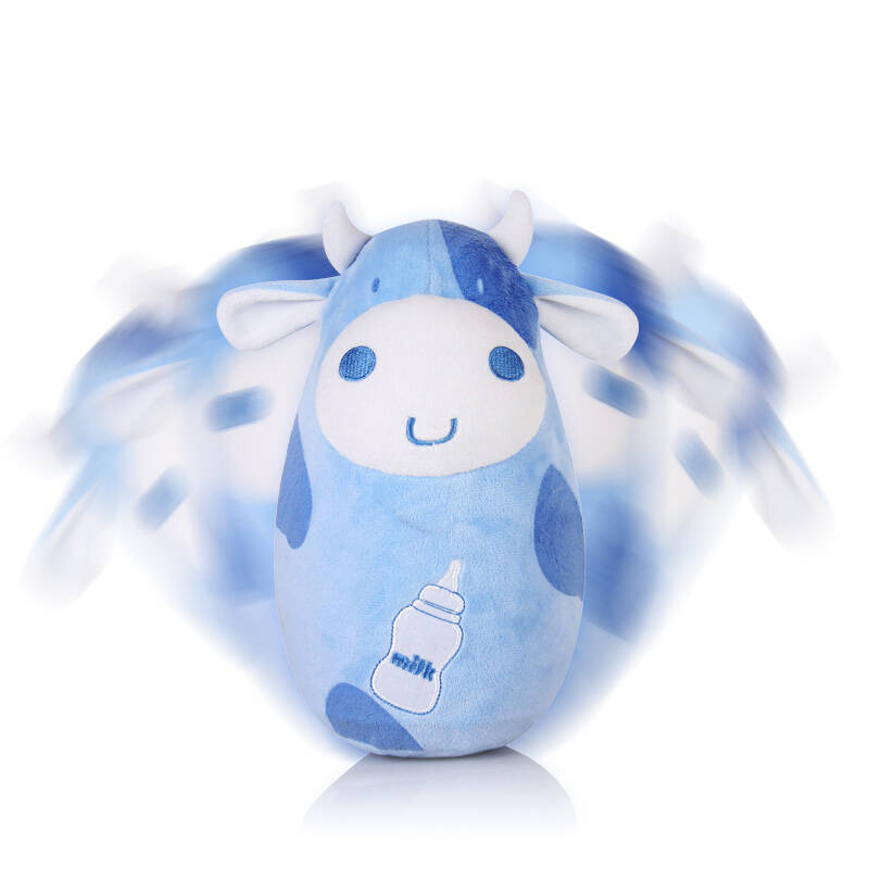 丛林不倒翁0-1岁婴儿玩具益智早教宝宝布绒玩偶拉铃 小牛不倒翁