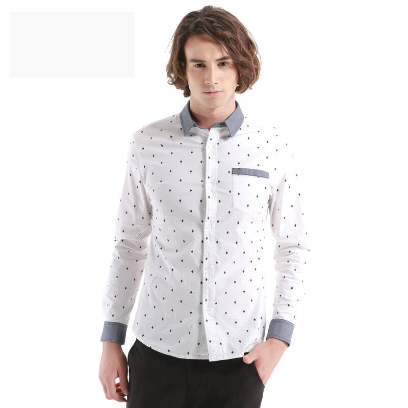 鸿星尔克erke 新款男子时尚舒适长袖衬衫 11214305739 正白 xl