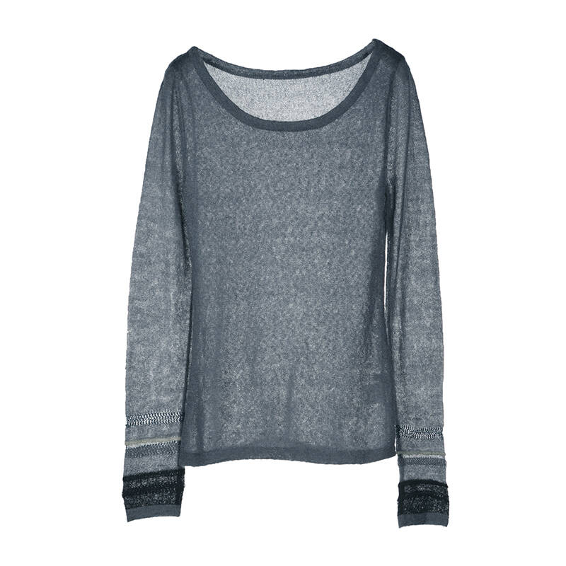 圣迪奥 sdeer 2016春装新款女装做旧蓝色素雅毛衣 灰