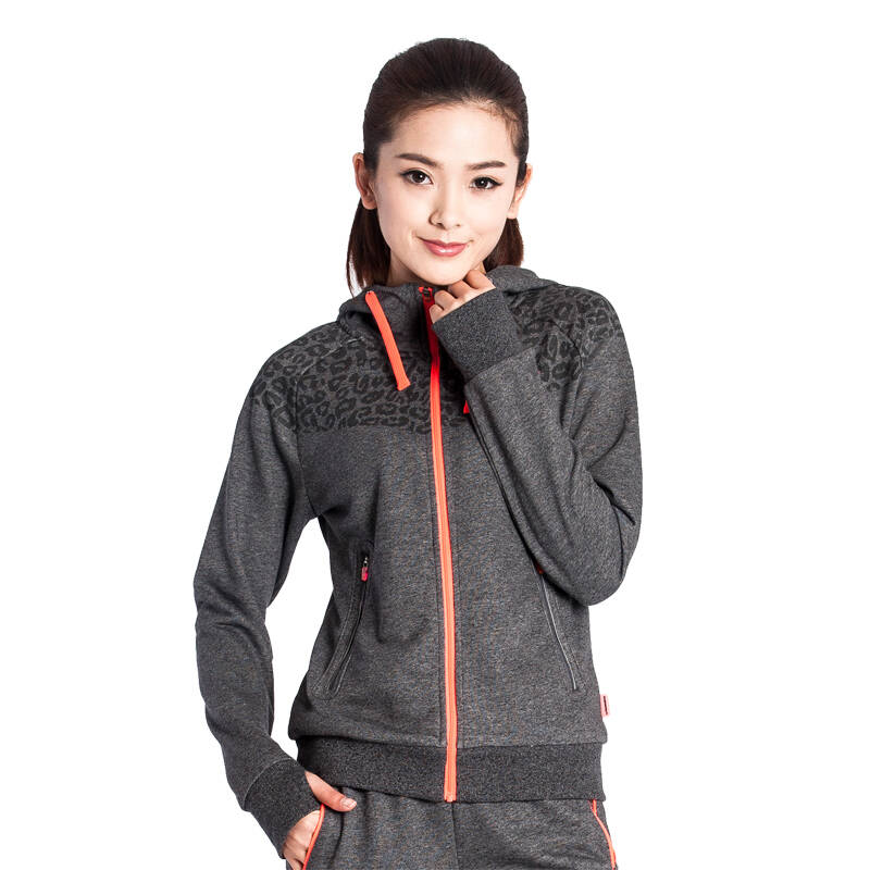 361度运动上衣女2015春季新款361女装连帽开襟卫衣c 561512602 深灰