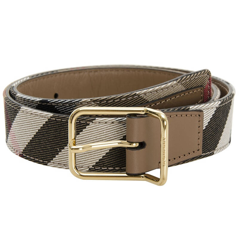 burberry 巴宝莉 女款house深沙色织物配皮格纹腰带皮带 39828051 80