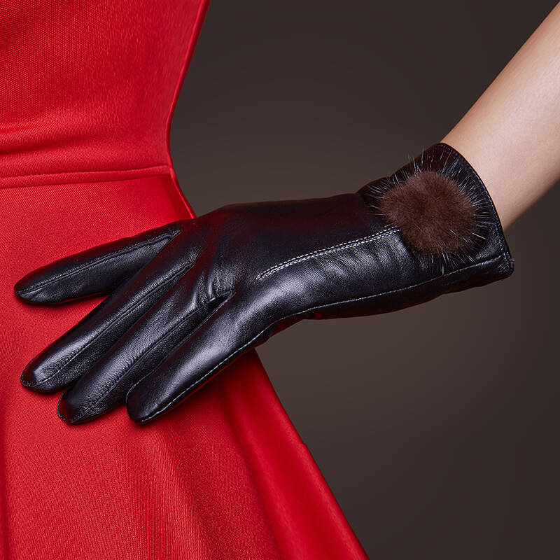 迪芬璐嘉2015新款皮手套加厚保暖 毛头层羊皮秋冬季女士真皮手套加绒