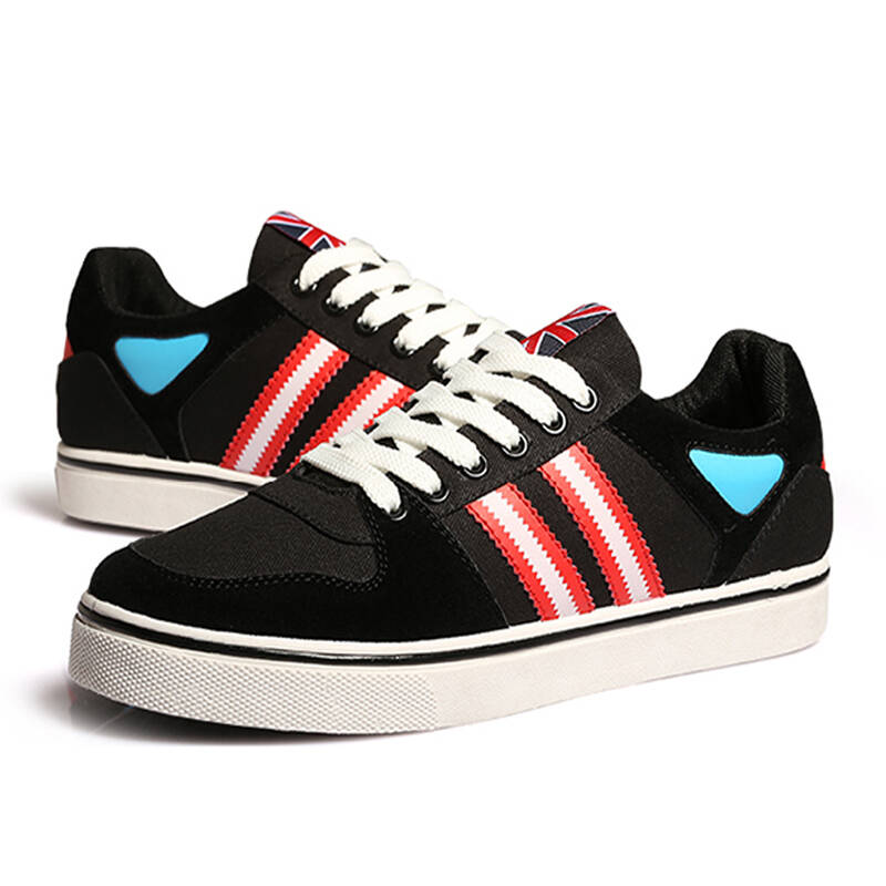 恒河鲨2016春季新款休闲鞋 韩版低帮潮流时尚男板鞋透气帆布鞋 黑色