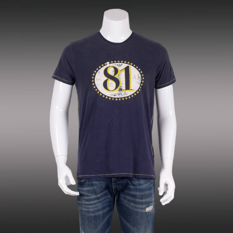 阿玛尼(armani)正品2015新款1981男士圆领时尚短袖t恤 v6h12ls 藏蓝 m