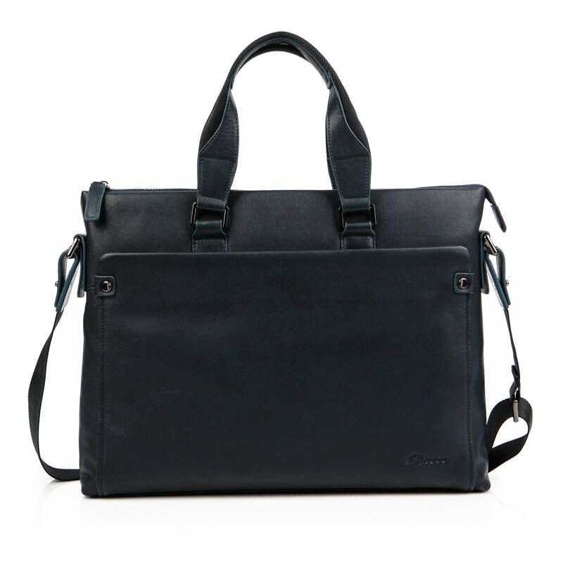 法国都彭 新款男包 商务包手提包 纯皮包2420l001 蓝黑色 大版