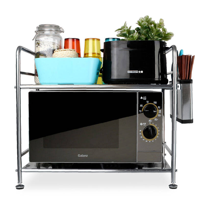 qg 微波炉双层置物架 不锈钢微波炉架 烤箱架 厨房置物架收纳层 a款