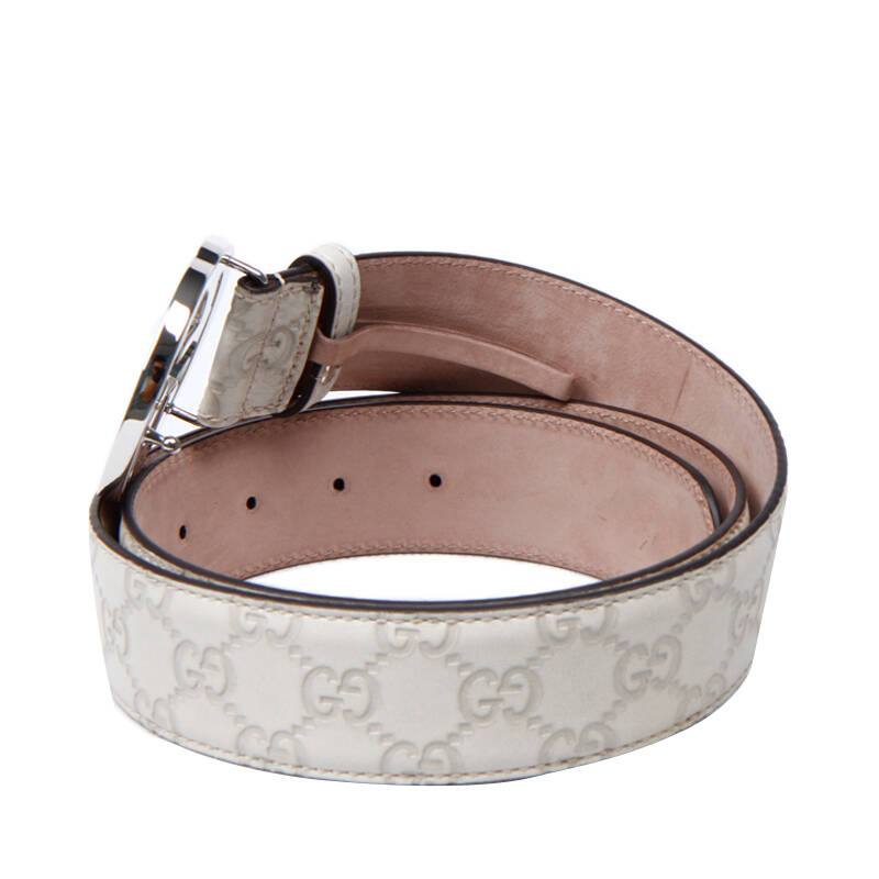 gucci 古驰男士真皮板扣腰带 114876 214351 白色 105
