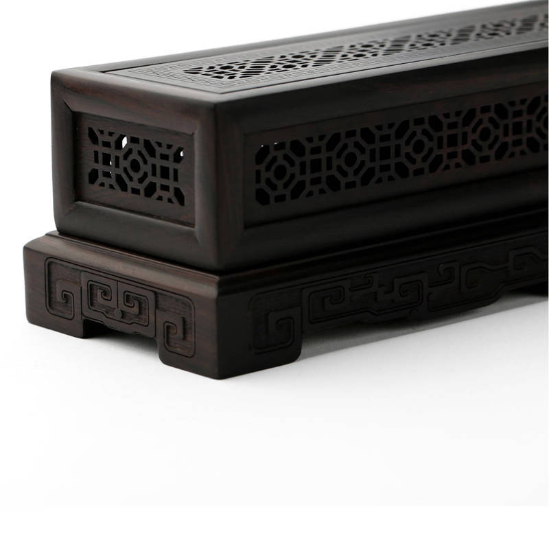 生日礼物佛教用品卧香盒紫光檀香盒 香插香座 黑檀木卧式线香盒实木卧