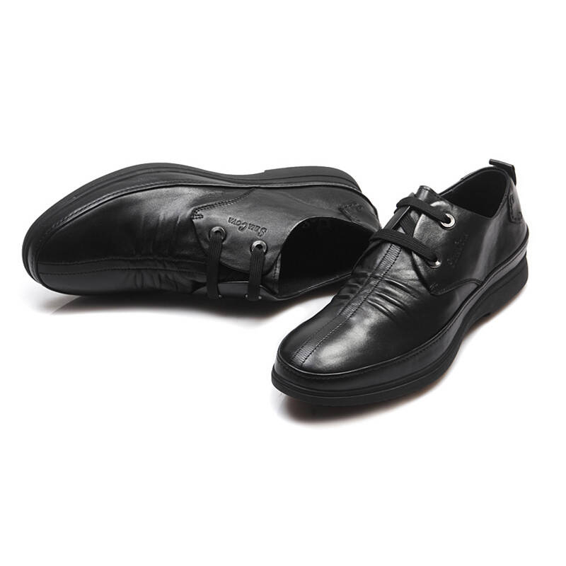 老船长 英伦潮流 时尚商务 休闲正装 牛皮皮鞋 男士鞋3c157459 黑色