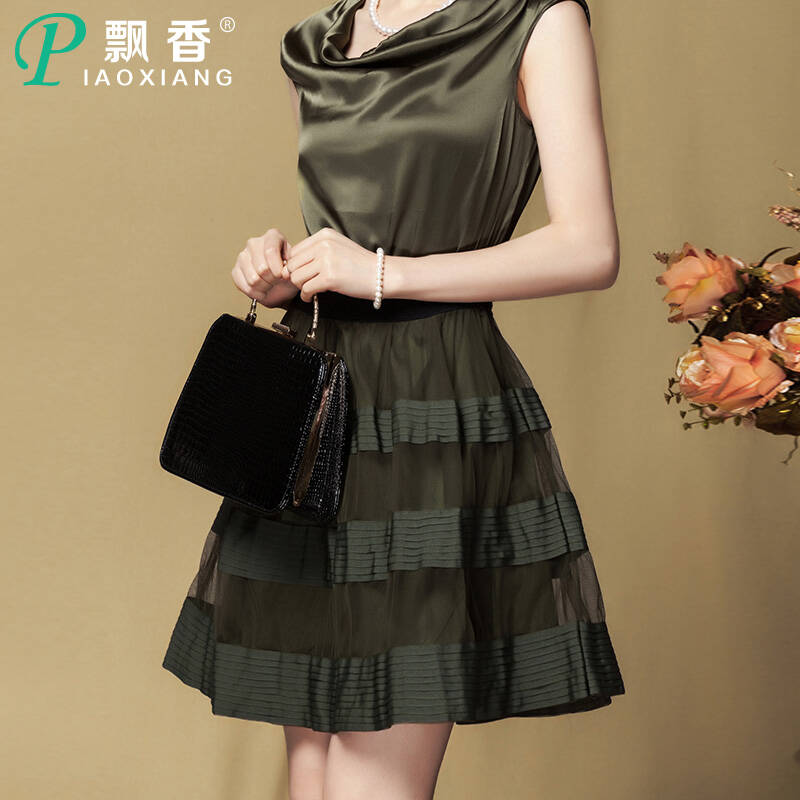 飘香2014夏装新款 女装 韩版高端大气奢华a字裙蕾丝连衣裙 k1130 墨