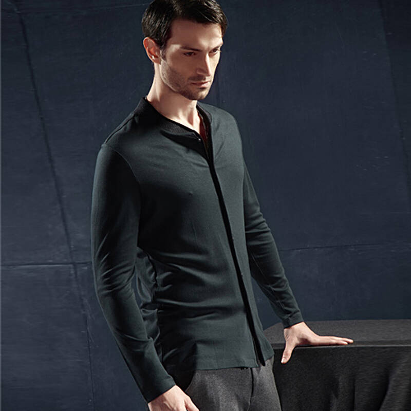 北纬30 2015秋冬新款 欧美男士青果领长衬衣时尚纯色衬衫bcy2836505