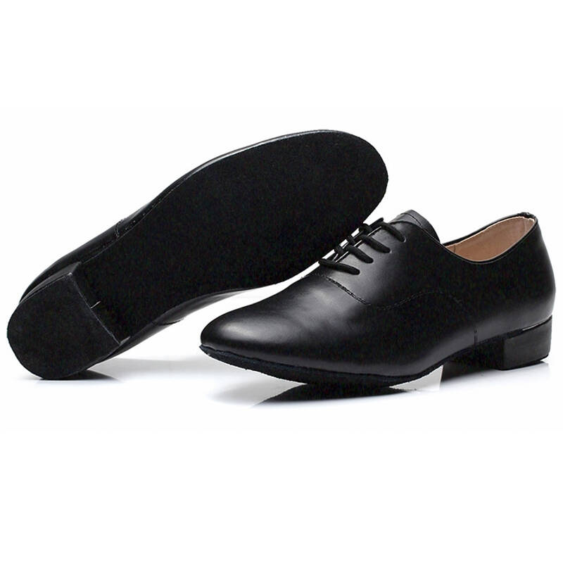 男士拉丁鞋国标舞蹈鞋牛皮舞鞋拉丁舞鞋男童摩登鞋成人拉丁 黑色亮革