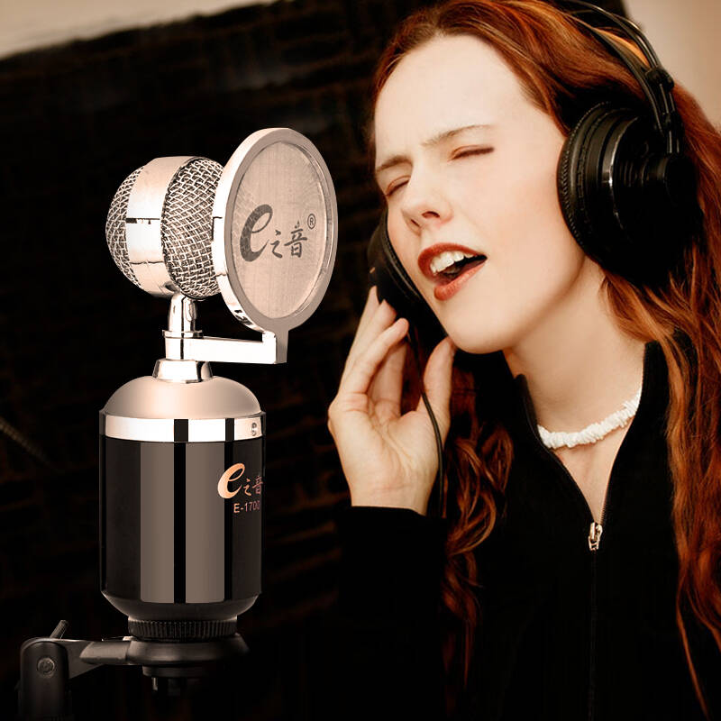 e之音 电脑麦克风 台式笔记本电脑麦克风 小奶瓶录音麦克风 黑色