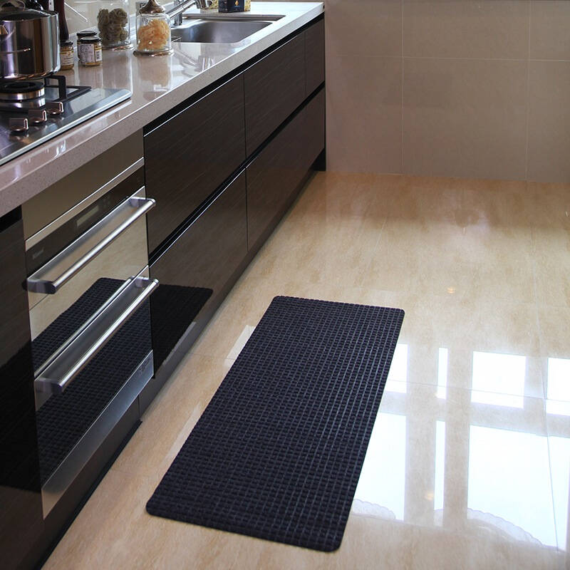 力九和 格纹吸水垫防滑垫厨房垫 45x120cm 深灰色 京东自营