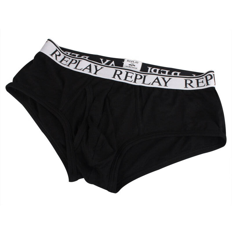 replay 男士时尚黑色莱卡棉三角内裤一条装 m180001 020 xl
