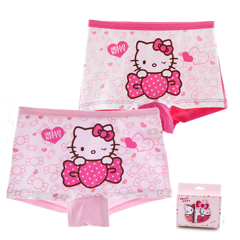 hello kitty兒童內褲純棉女童平角三角內褲加厚全棉2條裝 kt1017 140