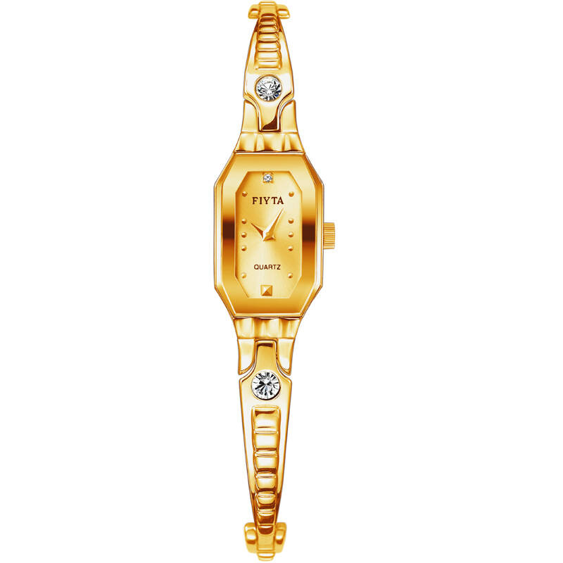 飞亚达(fiyta)手表 玲珑系列镶钻石英女士手链表 金色女表l501.ggg