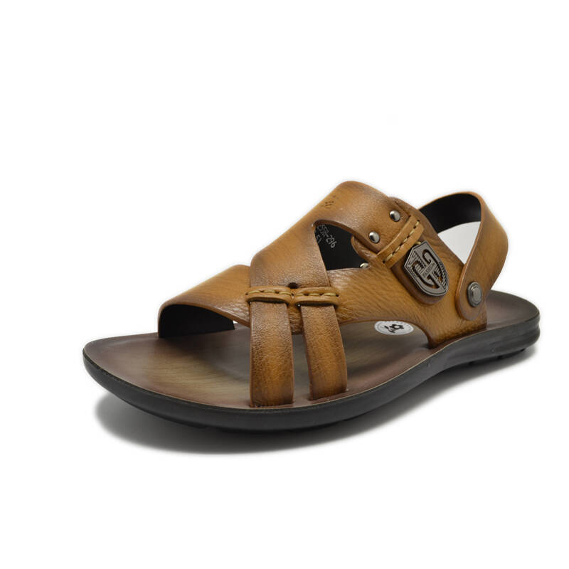 梦特娇2015夏季新款男凉鞋 男士休闲透气沙滩鞋 黄色 43