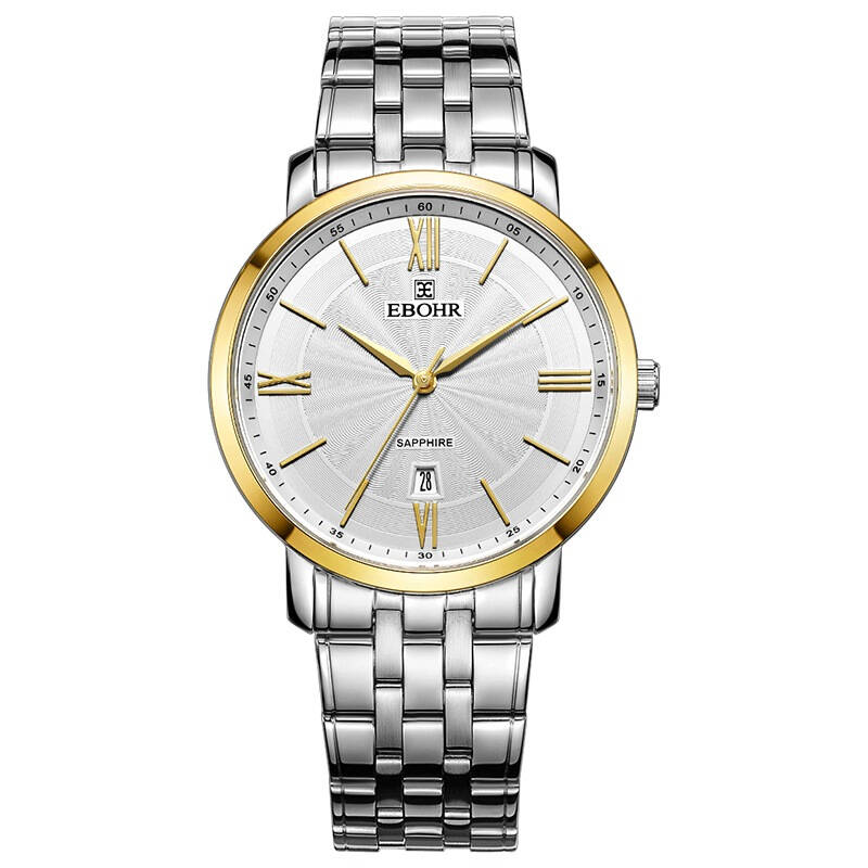 依波(ebohr)手表 时代元素系列白面间金色钢带石英情侣表男表50300112