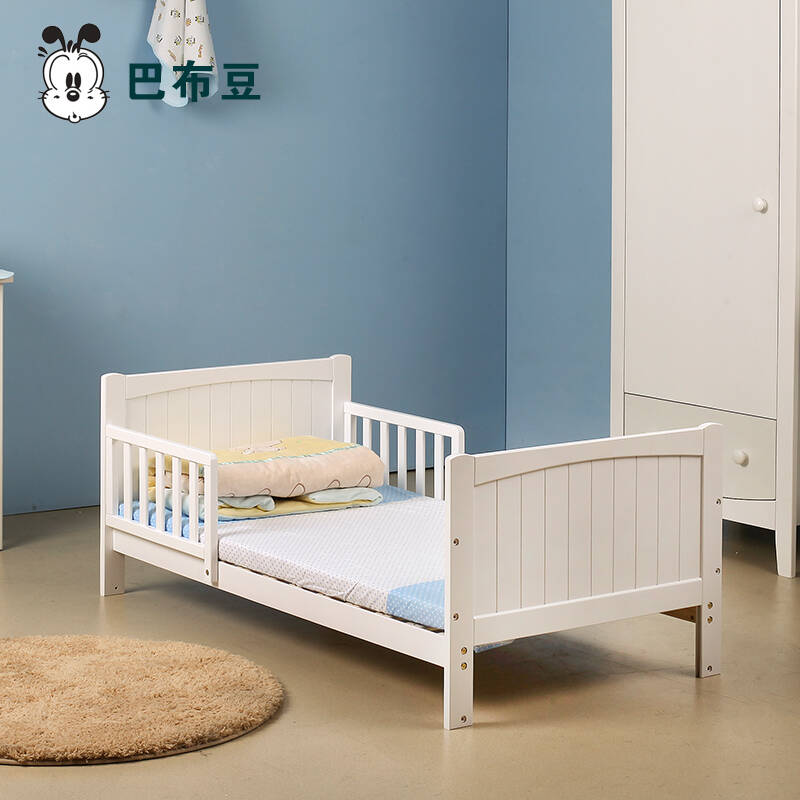 巴布豆(bobdog)婴儿床欧式地中海风情高低可调宝宝床 白色 (赠椰棕