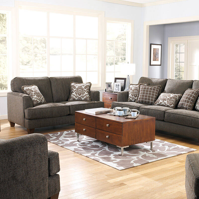 ashley 爱室丽 美式现代简约 客厅布艺沙发3 2 1 整装配靠垫10500