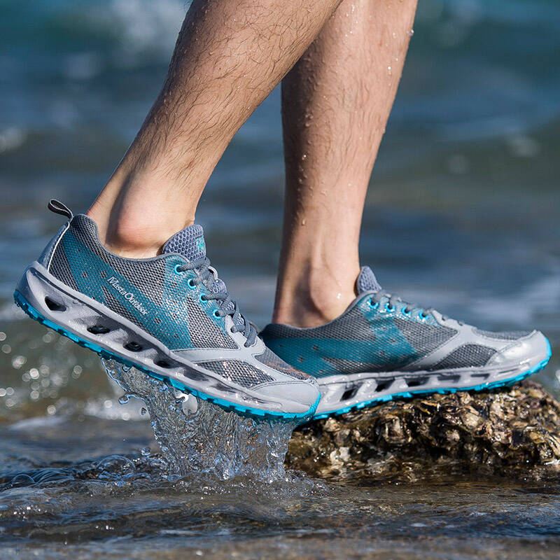 361度户外鞋男夏季涉水鞋网面透气两栖鞋男速干溯溪鞋 n 中灰/浅蓝 44