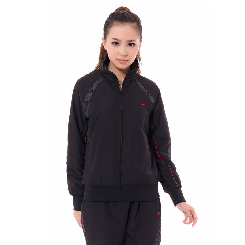 双星运动套装男女款春季新款舒适透气带内里情侣款梭织套装 1003 黑色