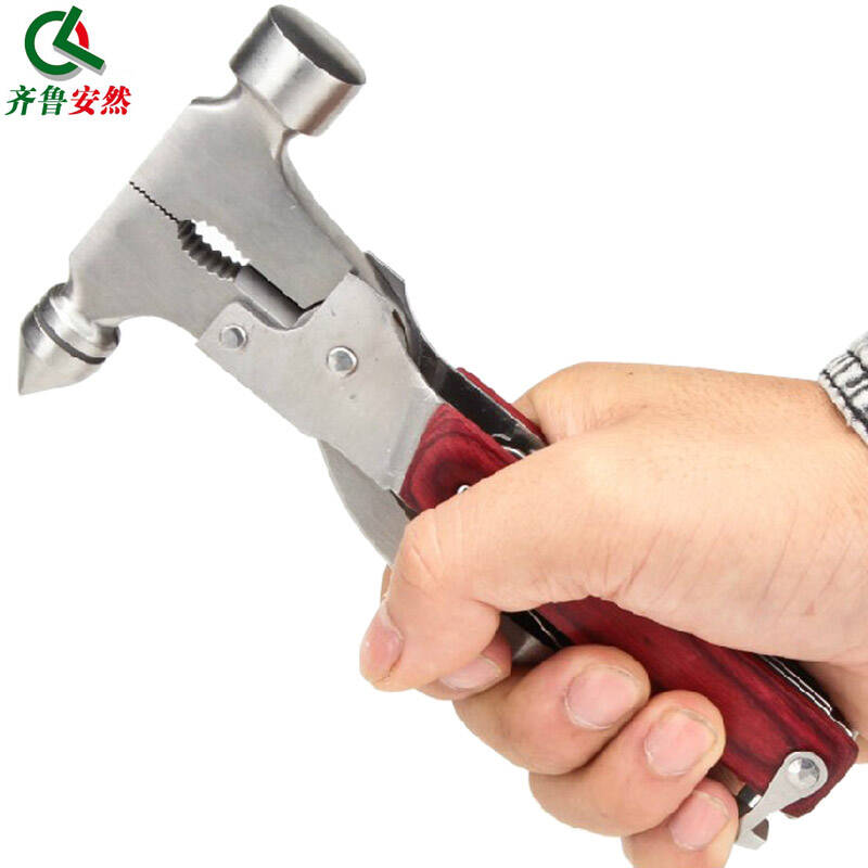 多功能汽车安全锤 车载逃生锤 斧头锤 彩木柄不锈钢救生锤 破窗器 两