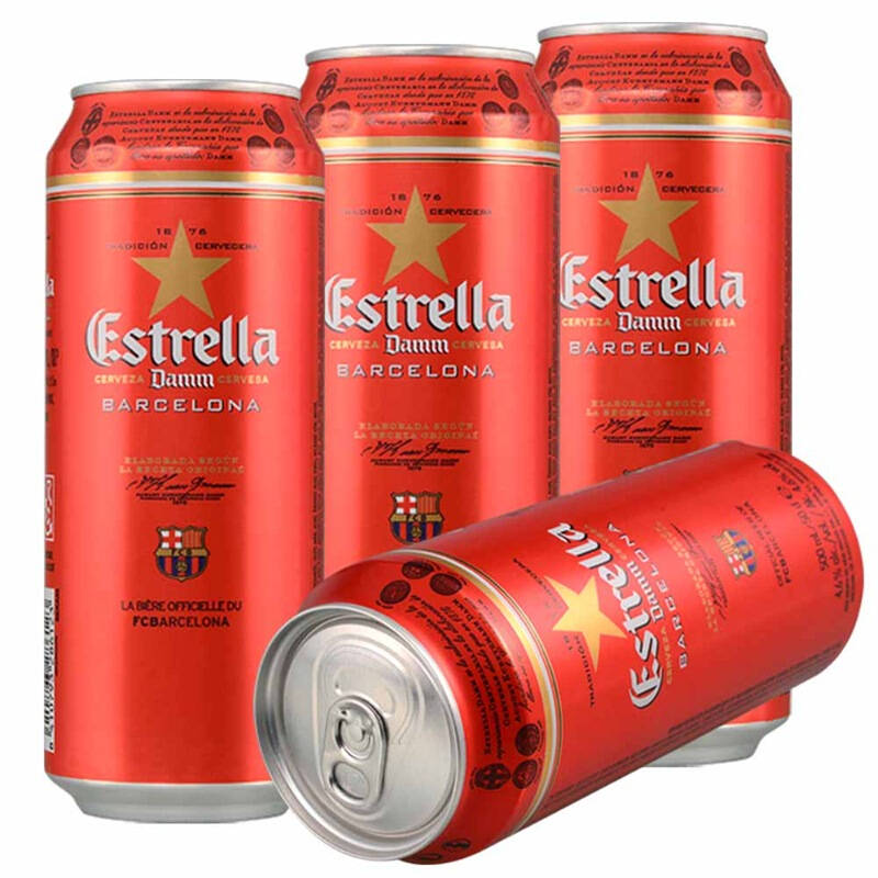 西班牙原裝進口 達姆(damm) estrella 星牌啤酒 500ml*4聽 京東自營