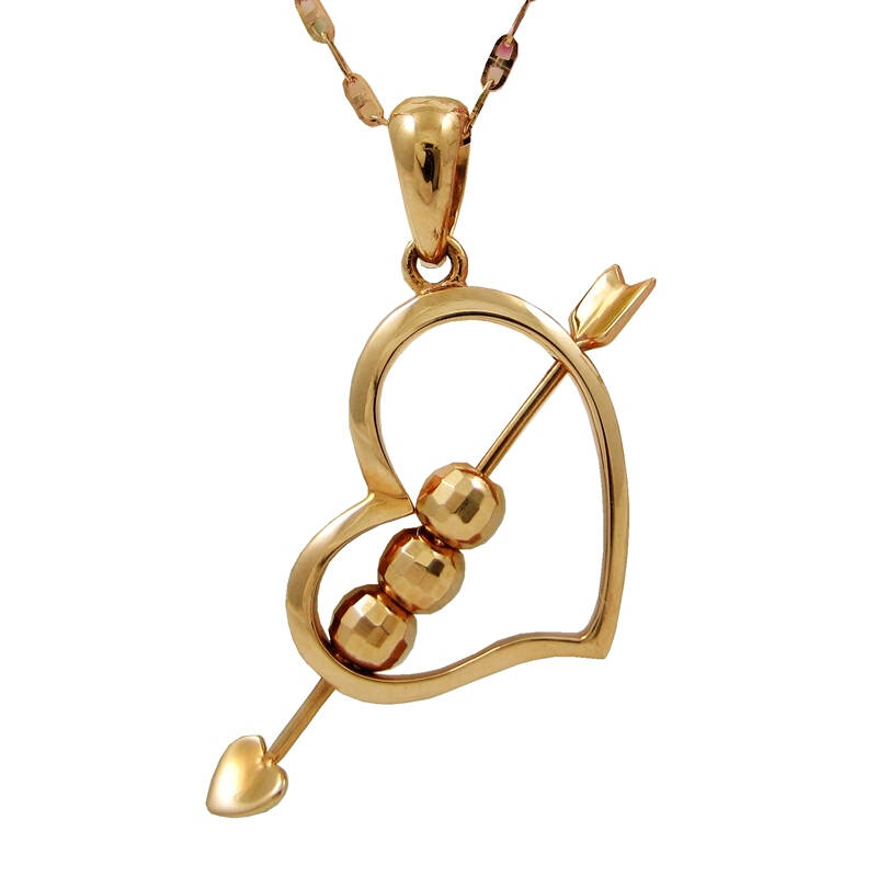meicen美岑珠宝 18k玫瑰金爱之丘比特吊坠 黄金吊坠 彩金坠 时尚大气