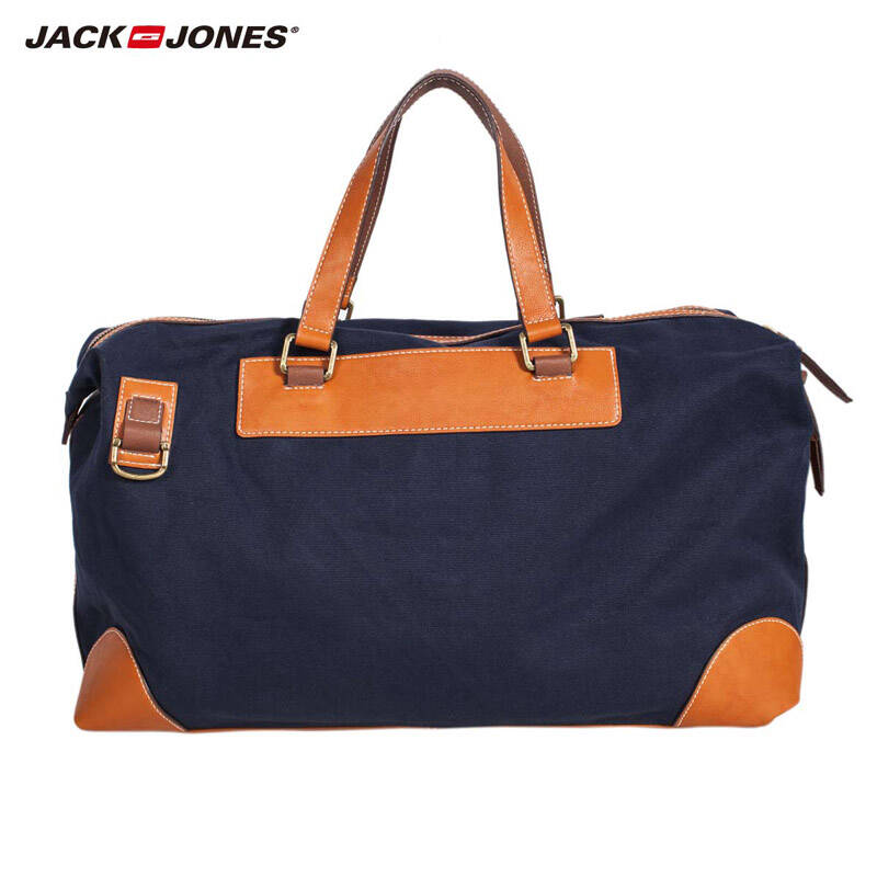 杰克琼斯jackjones男装复古皮革拼接帆布男休闲手提包o|214199036 037