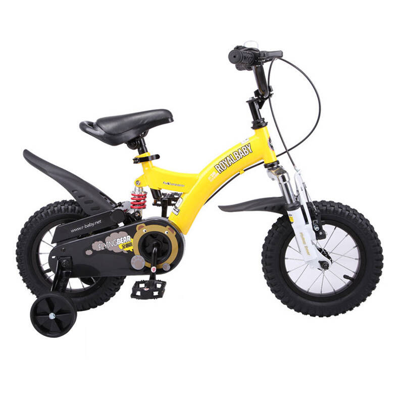 优贝儿童自行车12寸14寸16寸超强避震小飞熊童车 黄色 12寸