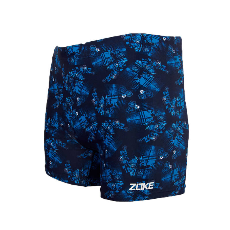 zoke洲克男士泳裤男平角时尚低腰大码男士泳衣游泳裤112602202 深兰色