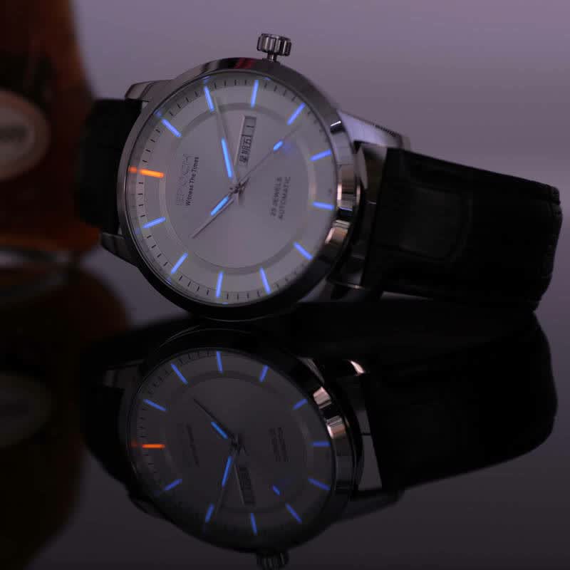 艾保克epoch男机械夜光表氚气自发光h3双历海鸥机械机芯商务防水手表