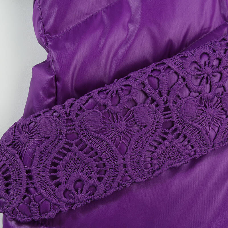 艾莱依女装韩版修身双排扣立领短款羽绒服 丁香紫 m