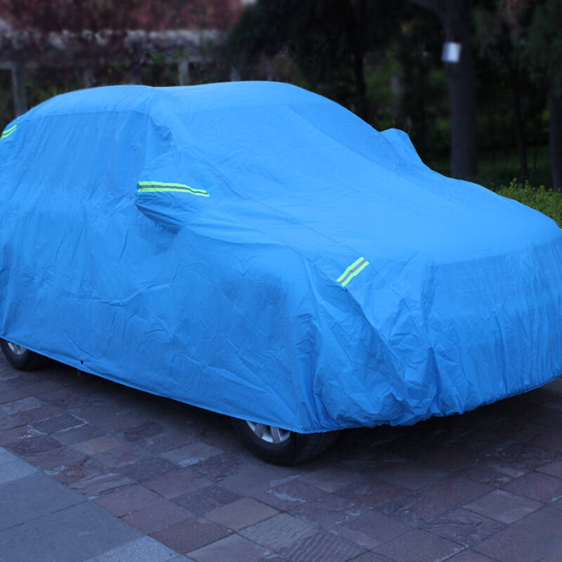 恒骥 汽车车衣防晒车罩遮阳罩防雨防尘棉绒铝膜加厚 蓝色 3s-三厢小号