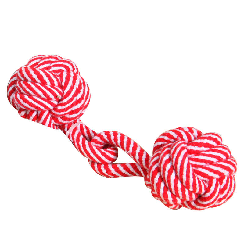 麦豆狗狗磨牙绳结玩具 宠物耐咬磨牙棉绳球 颜色随机 双链球1个
