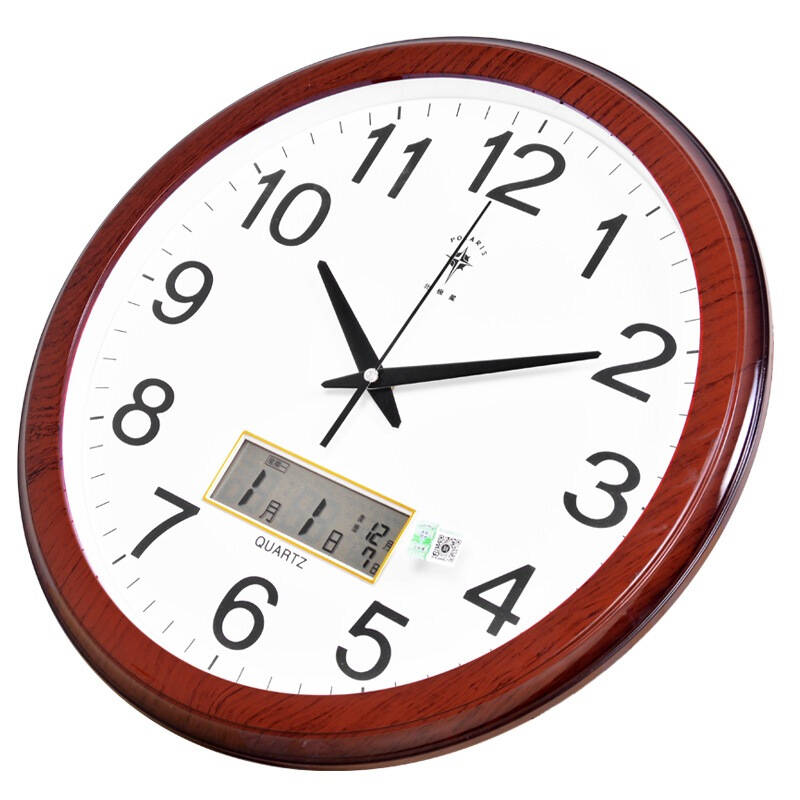 【京东超市】北极星led挂钟 时尚创意静音简约时钟复古石英钟2805 咖