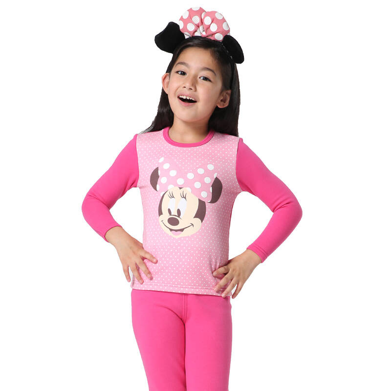 迪士尼 disney 2015秋冬新款立绒幼童圆领长袖内衣套 28602d0 粉米妮