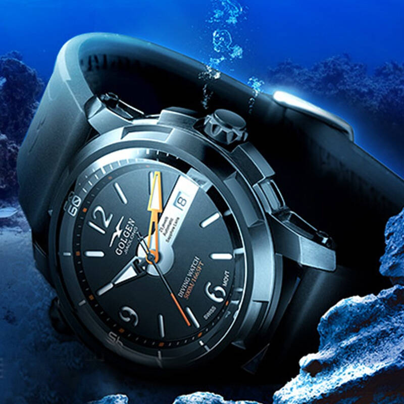 古尊(golgen)手表 男表蛟龙号500米深度防水游泳户外运动潜水机械男士