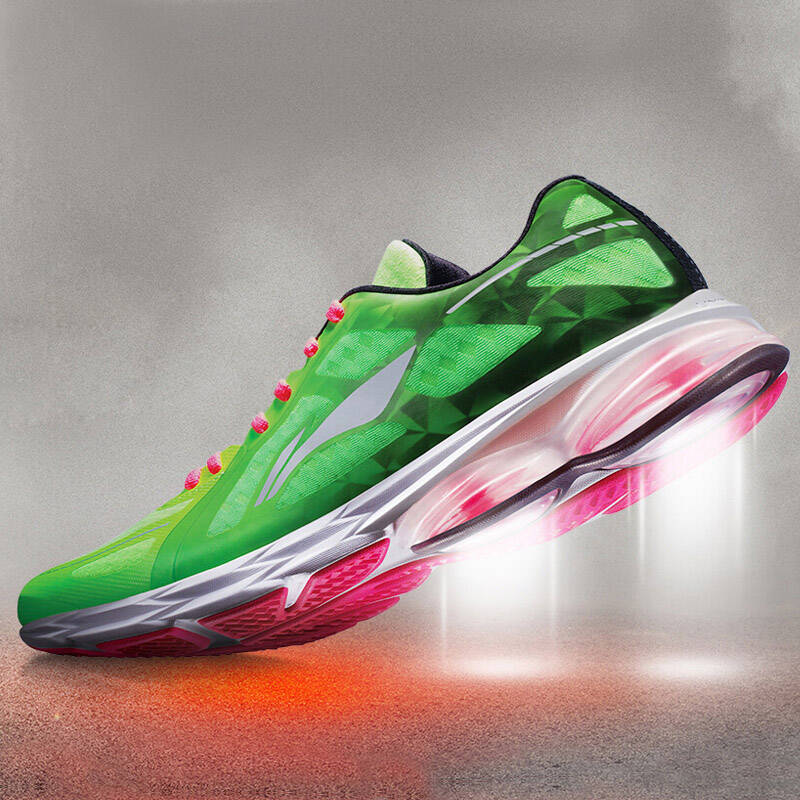 李宁弓2代跑步鞋男鞋2016夏季款减震运动鞋慢跑鞋 -1荧光嫩绿/荧焰红