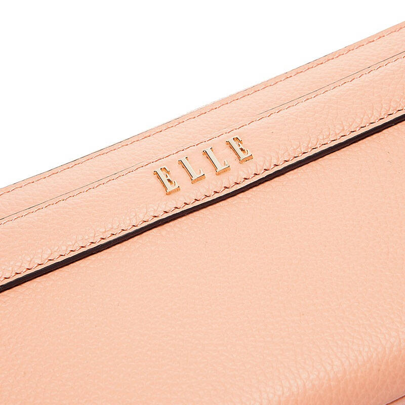 elle(她)新款时尚女包牛皮长款票夹女士钱包tm154p46016pk粉色