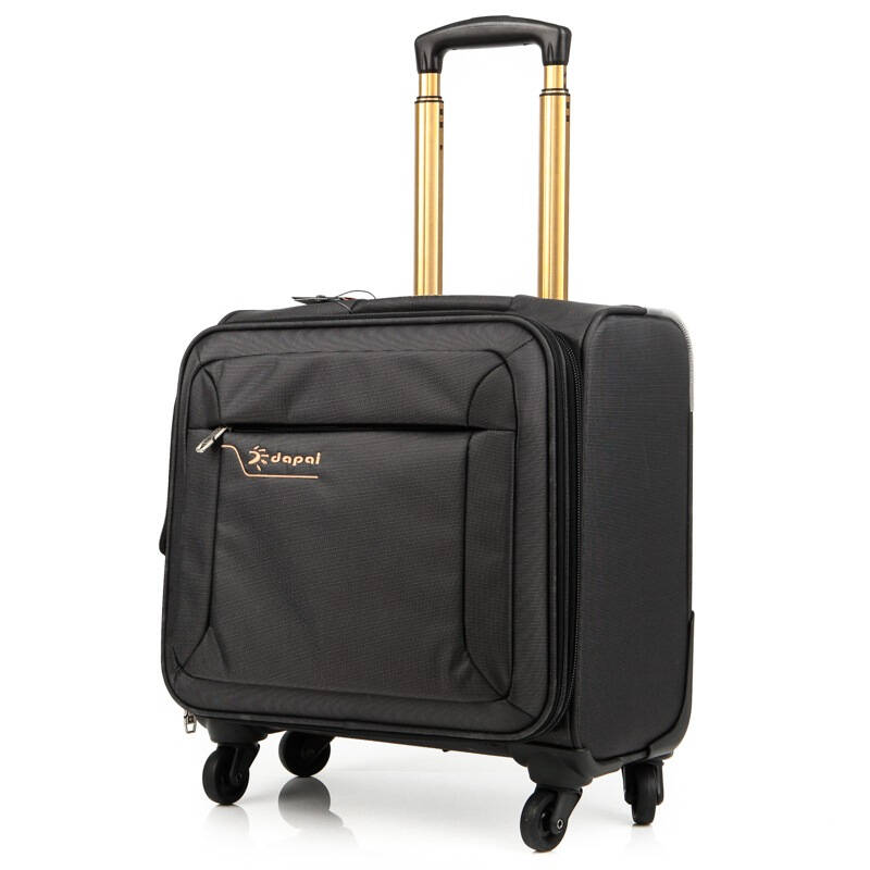 达派dapai 双色尼龙布15寸万向轮拉杆箱可装15寸电脑登机箱黑色 自营