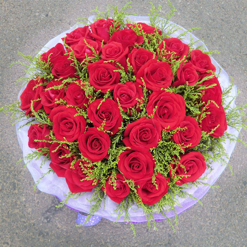 生日鲜花速递33朵香槟蓝色妖姬红玫瑰花束北京上海广州深圳全国同城