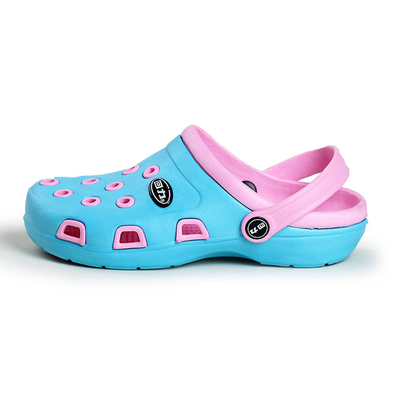 上海回力女士凉拖鞋 包头夏季拖鞋 沙滩拖鞋053 蓝粉 34