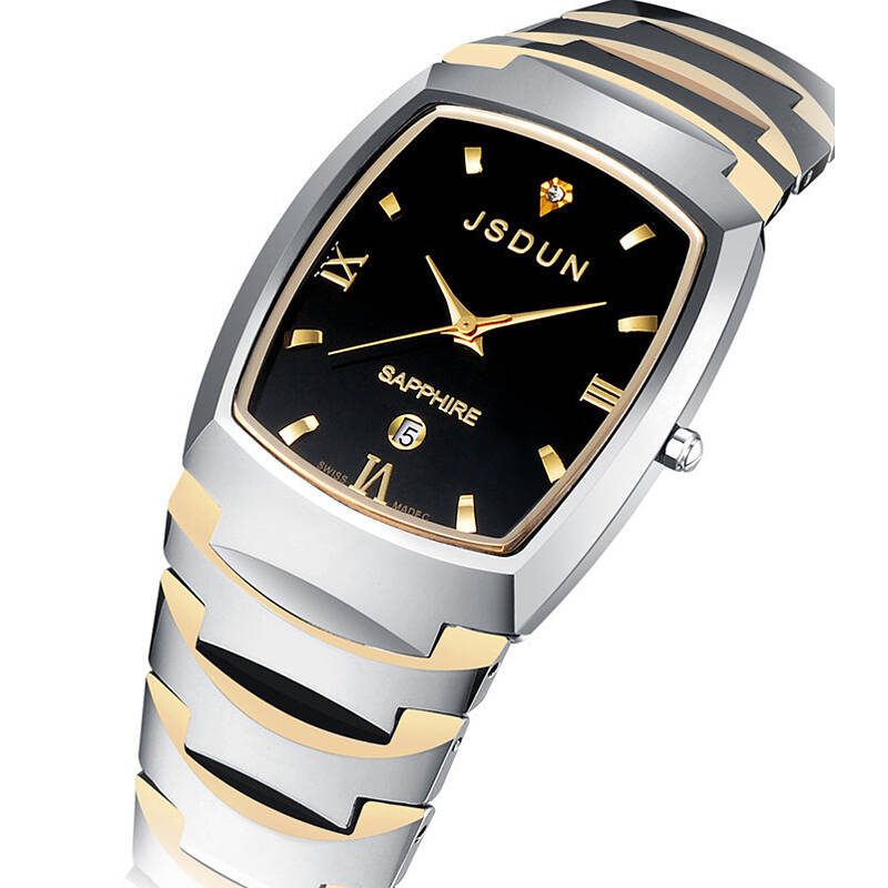 金仕盾(jsdun)情侣手表一对 石英表钨钢表情侣表对表 男士女士手表