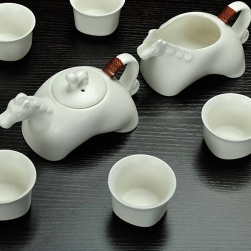 唐丰陶瓷 整套功夫茶具套装 青瓷 定窑 茶壶茶海茶杯1625 月白