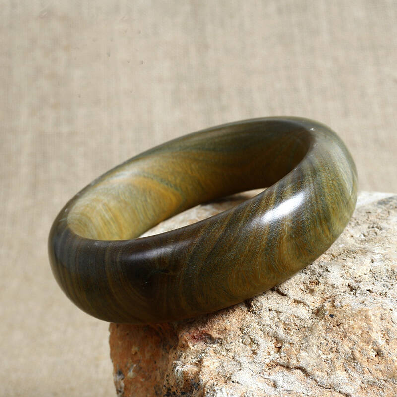 礼之缘 绿檀木手镯子 绿檀镯子 美洲绿檀木手镯女款宽版复古时尚个性