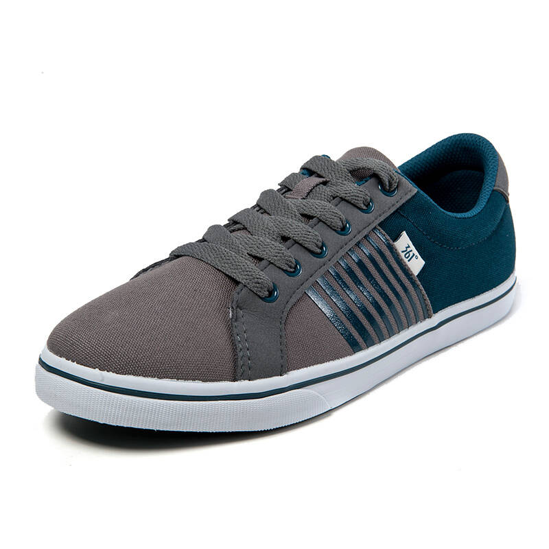 361度男鞋秋冬季361男潮流帆布鞋时尚硫化鞋 571436807 深灰/深蓝 43